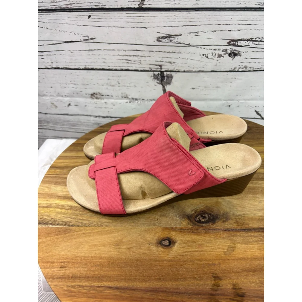 Women's Vionic Pink Wedge Sandals Size 10